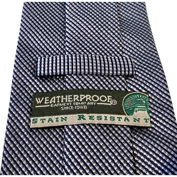 WEATHERPROOF Dark Blue Textured 100% Silk Tie | 57.5" | Men's, Classic, Work - Picture 5 of 7